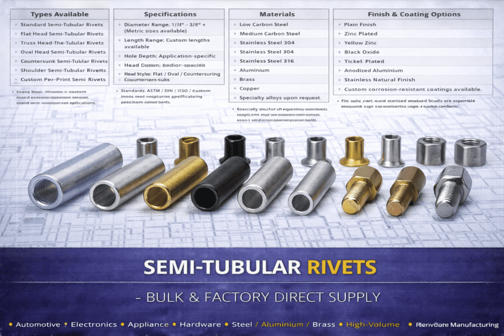 Semi-Tubular Rivets Bulk Supply
