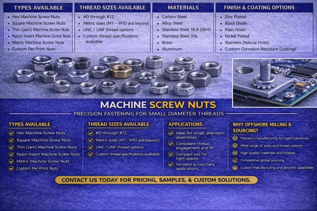 Machine Screw Nuts Bulk Supply